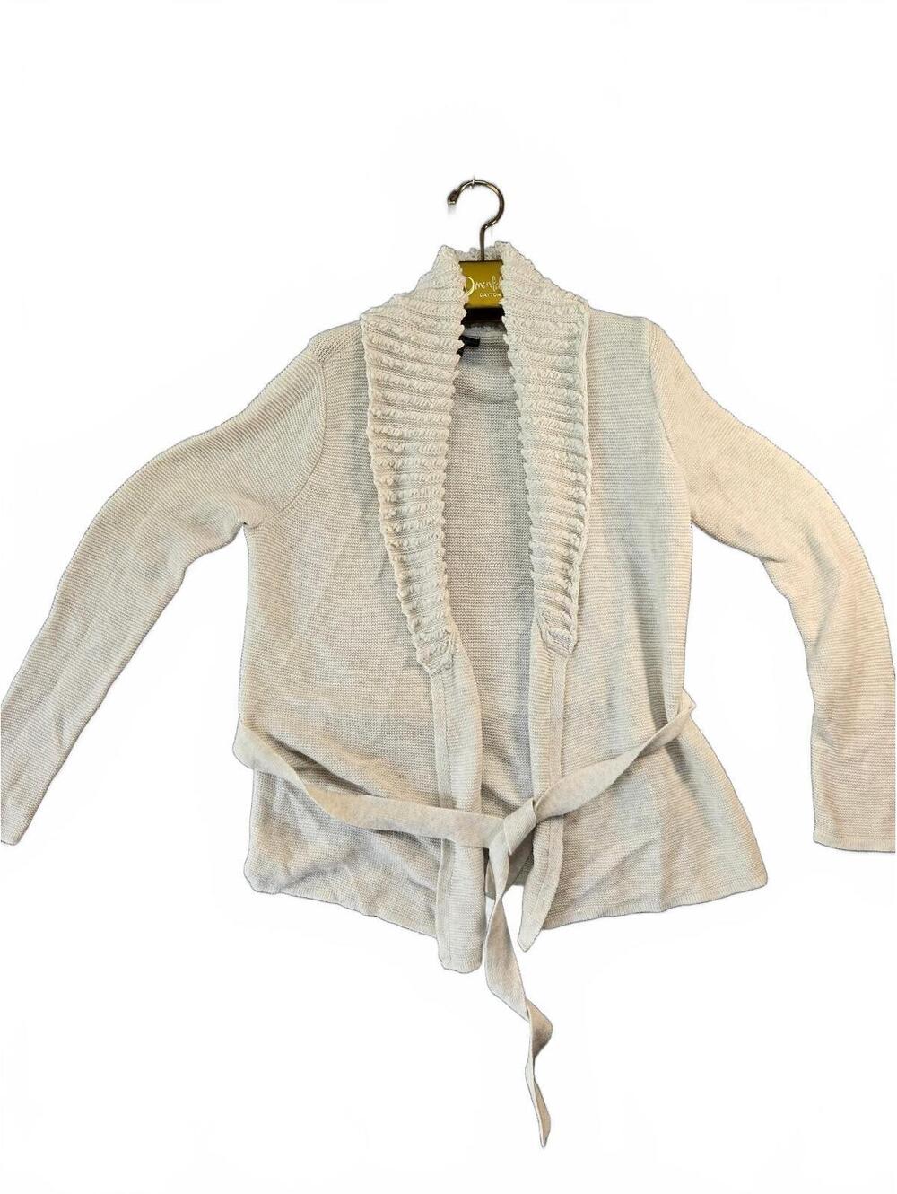 Armani Exchange Women's Cream Knit Cardigan with Shawl Collar and Belt - Size L